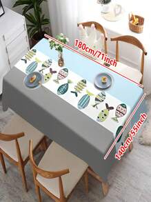 1/20 Stück moderne geometrische Fisch bedruckte Tischdecke, geeignet für Heimdekoration, Picknicks und Feierlichkeiten, Farbschemen in Hellblau und Grau, maschinell hergestelltes Polyesterfasergewebe, Tischtuch für den Esstisch.