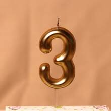 Creative Champagne Gold 0-9 Numerical Birthday Candles, Baking Party Dessert Table Decoration Inserts, Birthday Cake Decorations