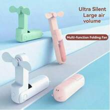 Mini ventilatore portatile, ricaricabile USB, 3 velocità regolabili, pieghevole, ventilatore manuale personale per ciglie per ragazze e donne, per viaggi, all'aperto, 500mAh, stile casuale