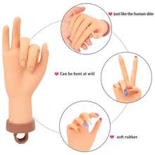 1 Pc Practice Hand For Acrylic Nails Practice Nail Hand Nail Tech Supplies Flexible Bendable Fake Hand Mannequin Practice Nails Nail Tech Supplies - Multicolor - View 4