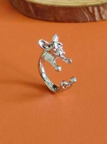 Bulldog Ring, Unique Animal Dog Shaped Open Adjustable Ring