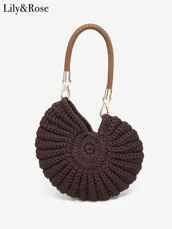 1 szt. Damska torba retro w stylu casual, w stylu wakacyjnym, w kształcie parasola, otwarta góra, vintage, tkana, kwiatowa, 3D, duża pojemność, otwarta góra, jedno ramię, odpowiednia na wyjścia i wakacje