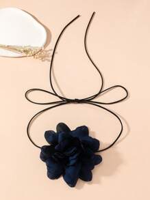 1 pieza Collar gargantilla estilo francés retro de moda con flor grande, cadena de cuello con flecos para mujer