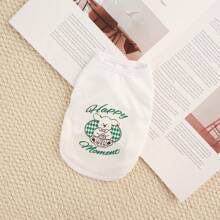 Pet Summer Clothes, Breathable Mesh Vest Shirt For Cats And Dogs, Cute Cartoon Pattern, Suitable For Teddy & Poodle