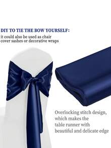 2pcs/5pcs/10pcs Navy Blue Satin Wedding Decoration Table Runners For Hotel Event Birthday Banquet Silk Ribbon Table Flags Party Table Runners - Navy Blue - View 7