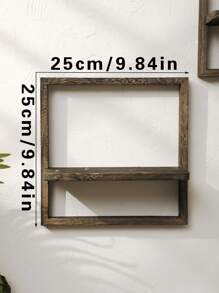 1 pieza Estantería flotante de madera rústica - Marco cuadrado, adecuada para la decoración del hogar diaria, perfecta para exhibir decoraciones navideñas, plantas o fotos, decoración de pared estilo granja para la sala de estar, dormitorio u oficina, decoración para el hogar, decoración de la habitación, decoración de pared