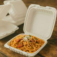 25/50pcs 1-Compartment Clamshell Food Containers, 9x9in Disposable Takeout Boxes With Hinged Lids, Freezer And Microwave , For Meal Prep, Pasta, Salad, Sandwich - 9x9 Inch 1-Compartment - 查看 1
