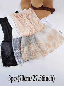 3pcs/1pc Women Waist Slip Dress With Adjustable Elastic Waistband, Anti-Static & Anti-Exposed Lining Skirt Slip Underdress For Daily Wear Fall, Autumn, Halloween