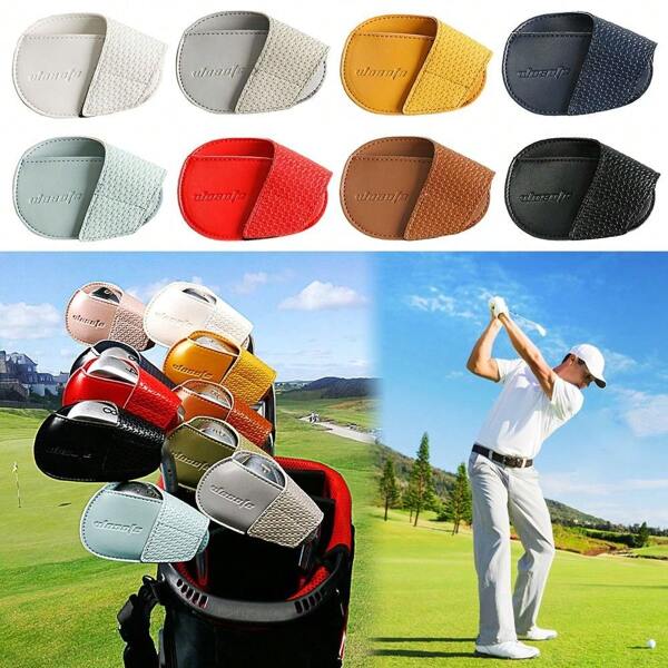 Fundas protectoras de cabeza de palo de golf de PU, accesorios de golf