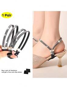 1 Pair Women High Heels Anti-Slip Lace-Free Shoelaces Fixed Buckle Rhinestone Decorative Shoe Accessories - Multicolor - View 9