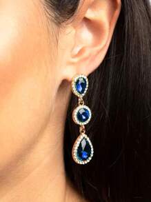1 Pair Boho Rhinestone Embellished Fashion Versatile Popular Earrings, Suitable For Women Everyday Wear And Party