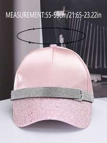 1pc Fashionable Women Rhinestone Embellished Casual Adjustable Baseball Cap - Sun Protection And Stylish Peaked Hat With Sparkling Button - Multicolor - View 4