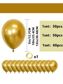 30/50/60pcs Gold Balloons, 5/10/12 Inches Suitable For Weddings, Birthdays, Anniversaries, Retirement, Bachelorette Parties, Holiday Decorations