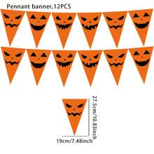 1pc Orange Halloween Party Decorations Pumpkin Triangle Flag Bunting Garland Streamers For Halloween Trick Or Treat Birthday Wedding Home Outdoor Party Supplies