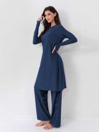 VFJ Muslimska baddräkter för kvinnor 2 st. heltäckande rashguard islamisk burkini baddräkt sportbaddräkt lång strandkläder