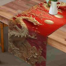 Chinese Dragon Printed Table Runner Asian Table Runner Chinese Party Decorations For Spring Festival Party Supplies Kitchen Dining Decoration - Red - View 8