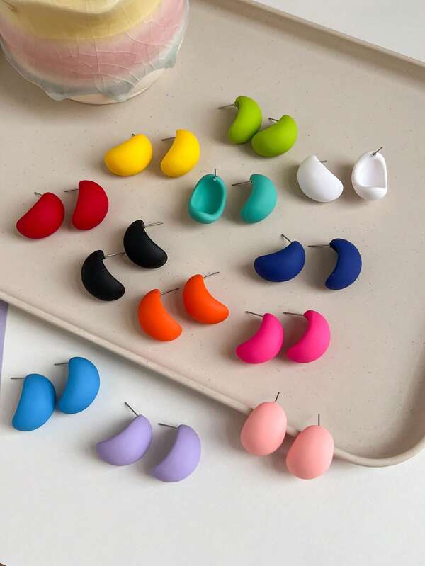 1 Pair Geometric C Shape Earrings, Cute & Versatile Beach Holiday Earrings For Women, Suitable For Daily Commute, Party, Romantic Vacation