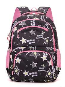 Mochila escolar de colores brillantes para estudiantes de secundaria y preparatoria, mochila impresa de nueva gran capacidad para estudiantes universitarios - Multicolor - Ver 10