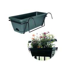 Maceta colgante para barandilla de balcón, cesta de plantas, maceta para valla, decoración del hogar, maceta de ventana, maceta para jardín, terraza, patio, 6L - Verde Oscuro - Ver 3