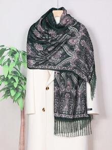 1pc Paisley Pattern Elegant Polyester Scarf, Printed Long Scarf/Shawl For Autumn/Winter - Multicolor - View 2