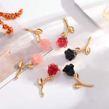 1 peça/lote pingente banhado a ouro em aço inoxidável com rosas 3D (colar/broche/brincos) - Achados exclusivos de joias vintage faça você mesmo para acessórios de vestuário, fornecimento em massa