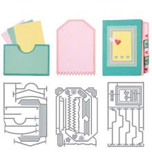 1 pieza Caja de regalo 3D plegable y tarjeta de felicitación plegable troquel, troqueles de corte de metal gris, plantilla de tallado de papel para hacer tarjetas, álbumes de recortes y decoraciones artesanales DIY