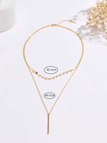 Nooxian 1pc Chic & Elegant Geometric Square Handmade Copper Bar Pendant Necklace For Women, Summery Resort Vibe