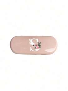 Cremefarbene/Monet-Stil einfarbige Brillenetui, Muster mit Blumen-Anfangsbuchstaben A-Z, neues und einfaches Design, praktisch und tragbar mit wasser- und staubdichter Funktion, Buchstaben Dekor Brillenetui für Sonnenbrillen und Brillen, Brillen-Aufbewahrungsbox mit Deckel, tragbarer Aufbewahrungsbehälter für Zuhause für Damen und Herren, Brillenhalter, schützende Brillenetuis, harte Sonnenbrillenbox