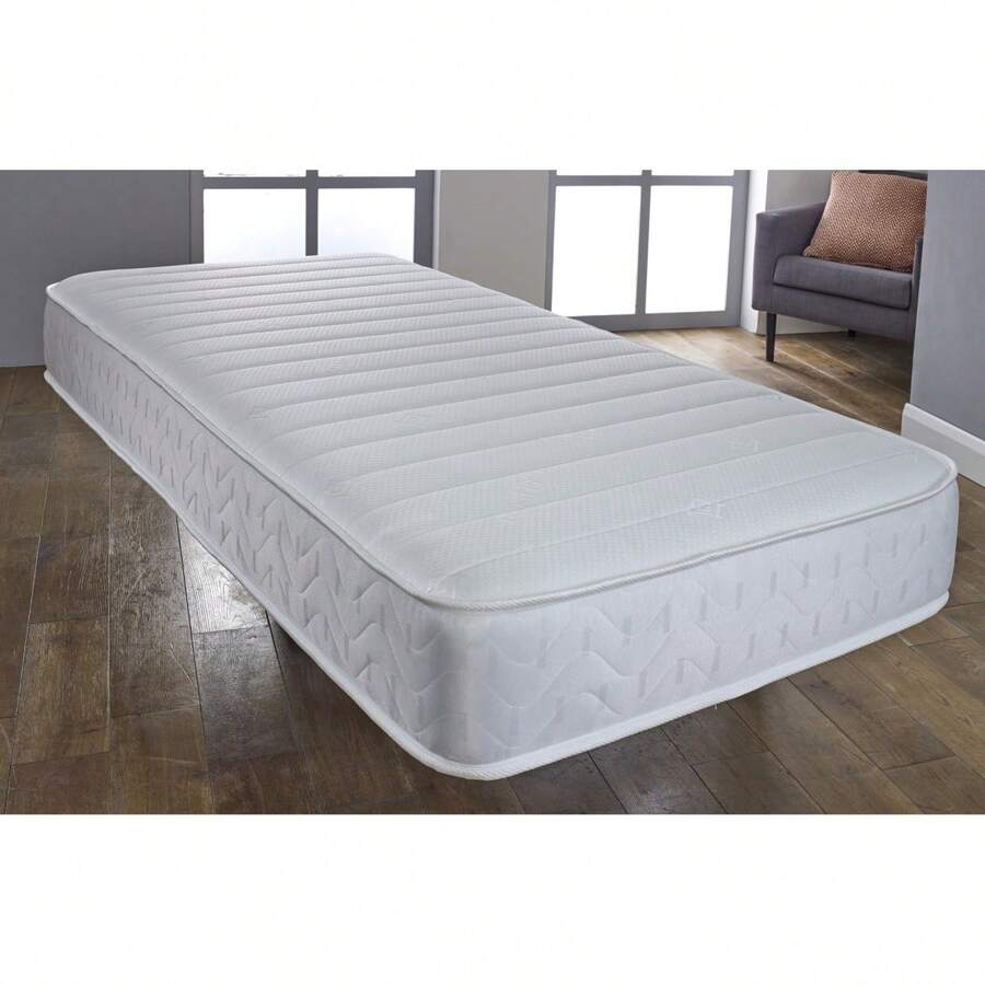 eXtreme Comfort Memory Sprung Mattress - Entry-Level Hybrid Design, Quilted Cooltouch Straight Line Top Panel, Memory Foam & Spring Support, Comfortable & Affordable Three-Quarter Bed Option - White - View 1