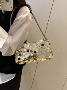 Nuova borsa da donna alla moda con paillettes, adatta per feste, uscite, vacanze, shopping e uso quotidiano, può contenere monete, telefoni, adatta anche come borsa da lavoro per impiegati, studenti universitari e lavoratori d'ufficio, elegante
