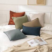 Local Delivery- Decorative Linen Pillow Covers 18x18 Inch Natural Beige ​Boho Farmhouse​ ​Neutral Couch Throw Pillows For Bed Pack Of 2 Accent Outdoor Pillowcase Modern Sofa Cushion Livingroom Home Decor - 卡其色 - 查看 8
