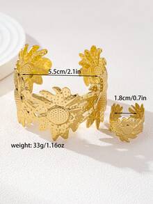 1pc Minimalist Geometric Petal Charm Bracelet, Suitable For Women Everyday Wear - Petal Armlet - View 14