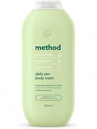 Method Body Wash, Daily Zen, Shower Gel, Vibrant Cucumber, Seaweed And Green Tea Scent, Pack Of 1, 532ml