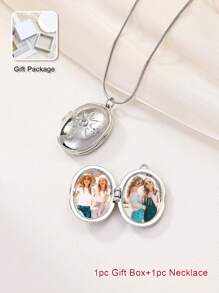 Customized Oval Photo Locket Necklace, Personalized Necklace For Women, Suitable As Birthday, Thanksgiving, Mother's Day, Graduation Gifts, Gift For Mom, Gift For Friends