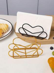 优雅的金属餐巾架 - 垂直半圆形设计，适用于餐厅和酒吧，装饰性蕾丝边纸巾架，适用于厨房和餐厅