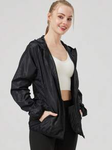 1 pièce Veste légère et imperméable de protection solaire d'été pour femmes, veste de sport de plein air décontractée à séchage rapide et fine avec sac de rangement