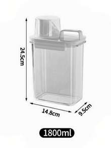 1 pieza Recipiente de almacenamiento transparente a prueba de humedad, multifuncional, a prueba de fugas con taza medidora, para detergente de ropa