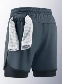 1 Stück Herren Outdoor Sport Laufshorts, atmungsaktiv und schnelltrocknend mit Muster, geeignet für Outdoor-Laufen & Fitness im Frühling/Sommer