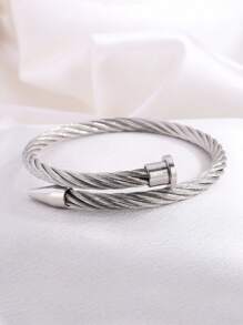 1 pieza Brazalete único de acero inoxidable multicolor con diseño de clavos y estructura tejida, de varios elementos, exquisito, de lujo ligero, adecuado para hombres y mujeres, elegante y fresco, apto para fiestas, un accesorio de joyería regalo