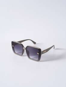 大框黑色圆框眼镜，大脸时尚眼镜，2024新款时尚高端方形闪亮眼镜，含黑色眼镜盒，圣诞节冬季圣诞礼物 - 奶茶 - 查看 2