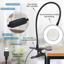 1 Stück runde Klemmleuchte, LED Tischlampe, Leselampe, Nagellampe, Nachttisch Studienlampe, Selfie USB Einzellicht, Live-Streaming Füllleuchte, geeignet für: Schreibtisch, Besprechungsraum, Schlafzimmer, Wohnzimmer, Küche, Badezimmer, Aquarium Beleuchtung, Pflanzen, Live-Streaming, Fotografie, Camping, Fahrrad Dekoration, USB betrieben