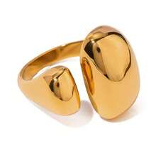 VKHK 1 chiếc nhẫn bản rộng cổ điển bằng thép không gỉ mạ vàng 18k, thích hợp làm quà tặng hàng ngày cho phụ nữ - nhẫn - Xem 4