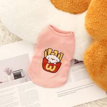 Cute Cartoon Pattern Pet Vest, Fit For Cats And Small Dogs, Waffle Texture, Suitable For Spring And Summer