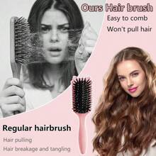 Cepillo definidor de rizos, cepillos para el cabello rizado, cepillo de estilo rizador para peinar y dar forma a los rizos en todos los peinados para reducir el tirón, color rosa