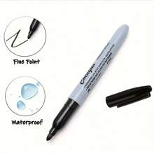 10 Pieces Of Fine-Point Black Permanent Marker Pens, Ultra-Black Ink, One Stroke Shows Color, Dries In 5 Seconds, Great For Left-Handed Users, Does Not Smudge Even When Covering With Fluorescent Pens. Ideal For Marking In Textbooks And Notes, Suitable For All Materials: Paper, Whiteboard, Glass, Plastic, Fabric. Suitable For Office Work And School Study,School Supplies,Shop Back To School .