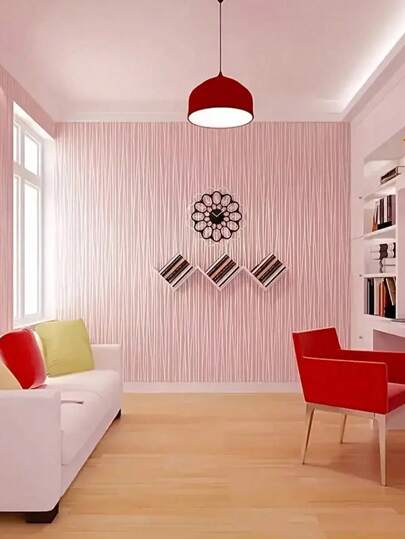 Roll Breathable Moderne Thickened Non Woven Wallpaper, Solid Stripe Pattern, Bedroom, Living Room Home Wand Paper Stickers Sticker view 8