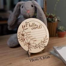 1 pièce Panneau de bienvenue en bois, design sculpté "Bonjour Le Monde", bois naturel, convient aux nouveaux parents et aux adolescents, cadeau pour les futures mères