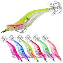 AVLCOAKY 6pcs/Set 10cm/ 12.2g LED Electronic Luminous Shrimp Lure Squid Jig Hook Night Fishing Squid Jigs Lures Bass Bait Fishing Tackle