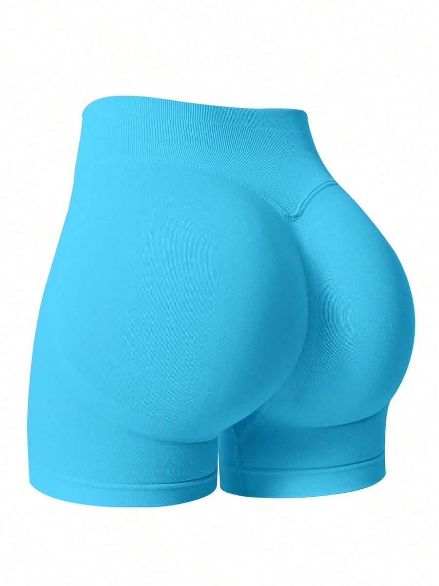NcmRyu Women Solid Color Short Tight-Fitting Versatile Running Exercise Training Shorts Fall Clothes For Women - 藍色 - 查看 1