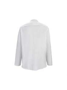 Men's Comfortable Breathable Simple Striped & Solid Color Casual Long Sleeve Shirts, Leisure Vacation Style, Spring/Summer, Fall - White - View 3